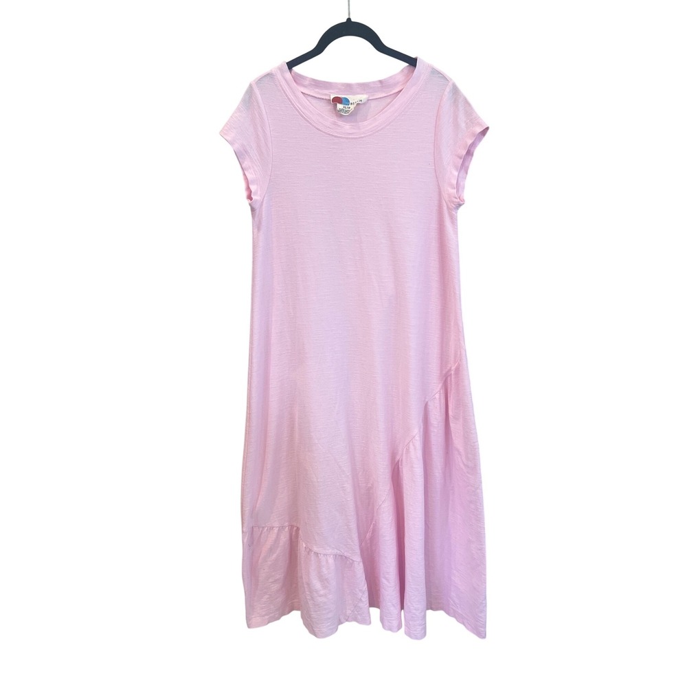 FP Beach Lena Pink Linen Cotton Blend Asymmetrical Hem‎ T Shirt Dress XS TP